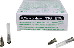 Иглы медицинские стерильные одноразовые SFM  0,2мм х 4 мм 33G ETW (50 шт/уп)