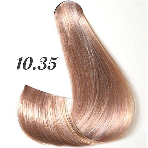 картинка 10.35 Полуперманентный краситель для волос Flow, Platinum Blonde Golden Mahogane, Светлый Блонд Розовое-Золотой, 60 мл