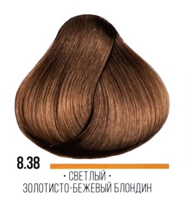 картинка 8.38 Стойкая крем-краска для волос ААА, светлый золотисто-бежевый блондин, 100 мл