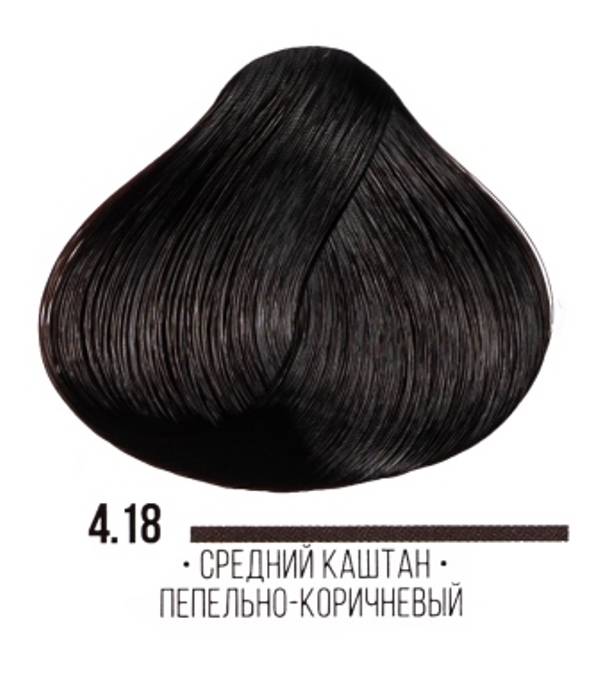 картинка 4.18 Стойкая крем-краска для волос ААА, средний каштан пепельно-коричневый, 100 мл