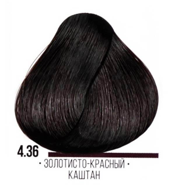 картинка 4.36 Стойкая крем-краска для волос ААА, золотисто-красный каштан, 100 мл