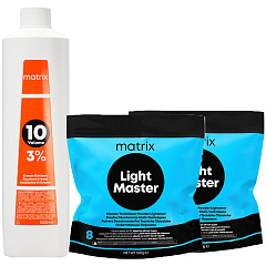 Набор для осветления волос: осветляющий порошок Light Master, 500 гр х 2 шт + крем-оксидант10 vol. 3%, 1000 мл