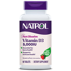 Витамин D3 быстрорастворимый со вкусом клубники 5000, 90 таблеток