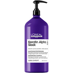 Бессульфатный шампунь для непослушных, пористых волос Keratin Alpha Sleek, 1500 мл