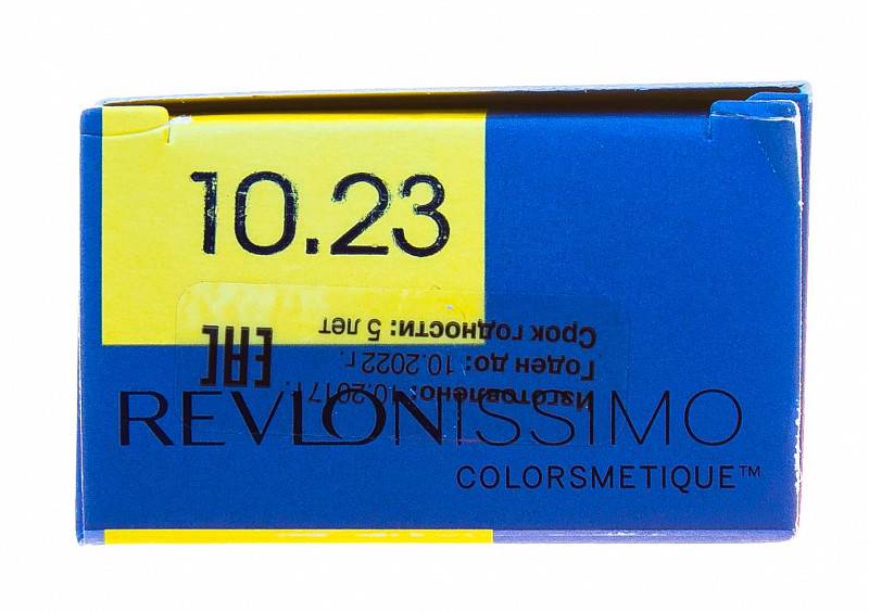 картинка 10.23 Перманентный краситель Revlonissimo Colorsmetique Очень сильно светлый блондин переливающийся-золотистый, 60 мл