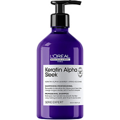 Бессульфатный шампунь для непослушных, пористых волос Keratin Alpha Sleek, 500 мл