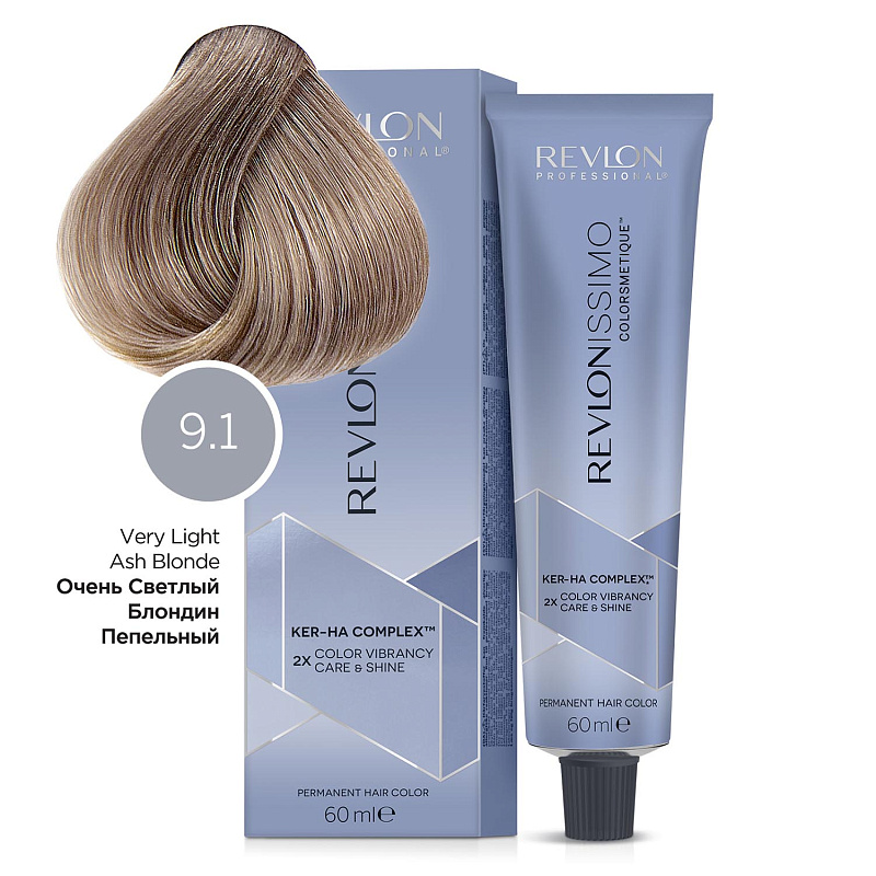 картинка 9.1 Перманентный краситель Revlonissimo Colorsmetique Очень светлый блондин пепельный, 60 мл