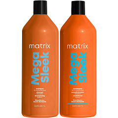 Набор для гладкости непослушных волос Mega Sleek: шампунь, 1000 мл + кондиционер, 1000 мл