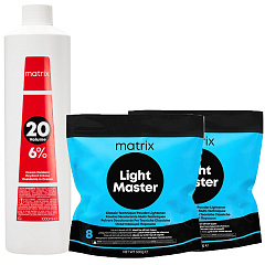 Набор для осветления волос: осветляющий порошок Light Master, 500 гр х 2 шт + крем-оксидант 20 vol. 6%, 1000 мл